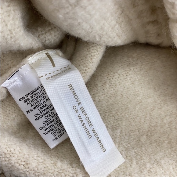 LOFT Wool Beige Cream Super Soft Turtleneck Sweater Oversized Cozy Long Medium - Picture 4 of 6